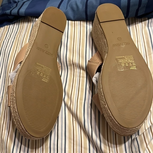 *New* Criss Cross Platform Wedge Sandals Espadrille Summer Slide Shoes, Nude - Picture 6 of 6